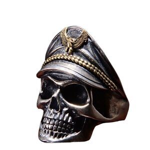 Brand New Silver Skull Captain Ring Adjustable Size